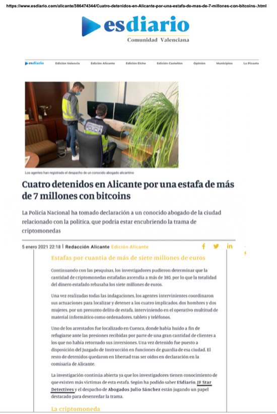 detenidos en Alicante por estafa de bitcoins