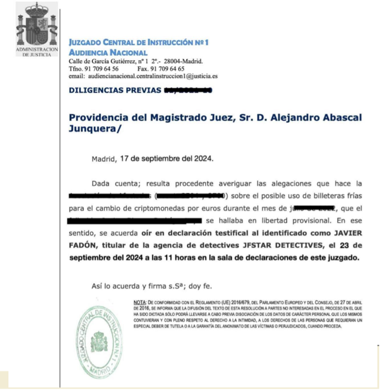 providencia de magistrado estafa de bitcoins